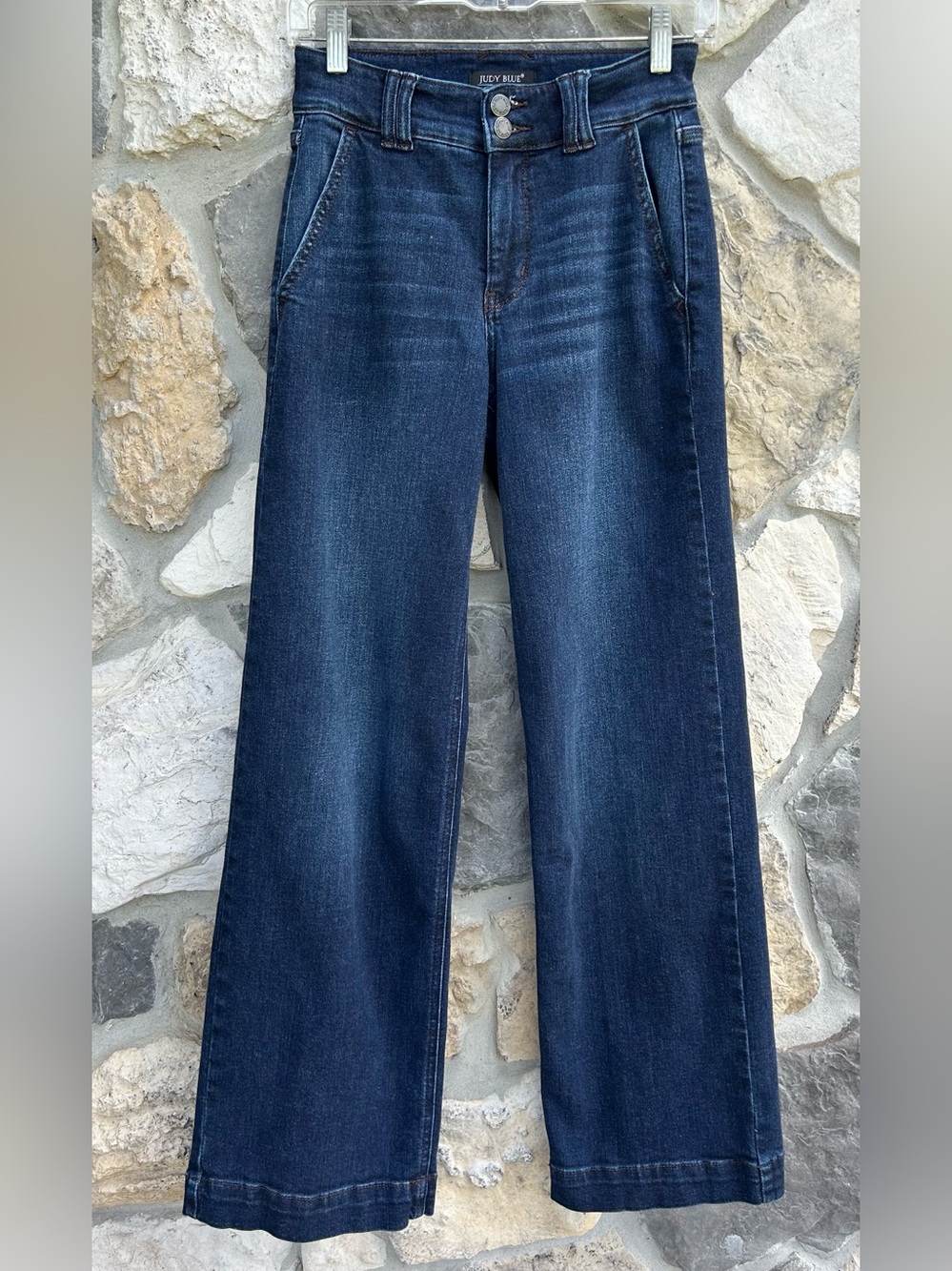 Judy Blue Wide Leg Jeans Size 0/24 Stretchy Dark Wash Denim Closet Staple Trendy